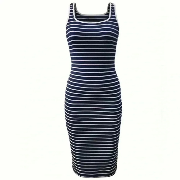 Striped Square Neck Dress Size 8/10 - Picture 2 of 3